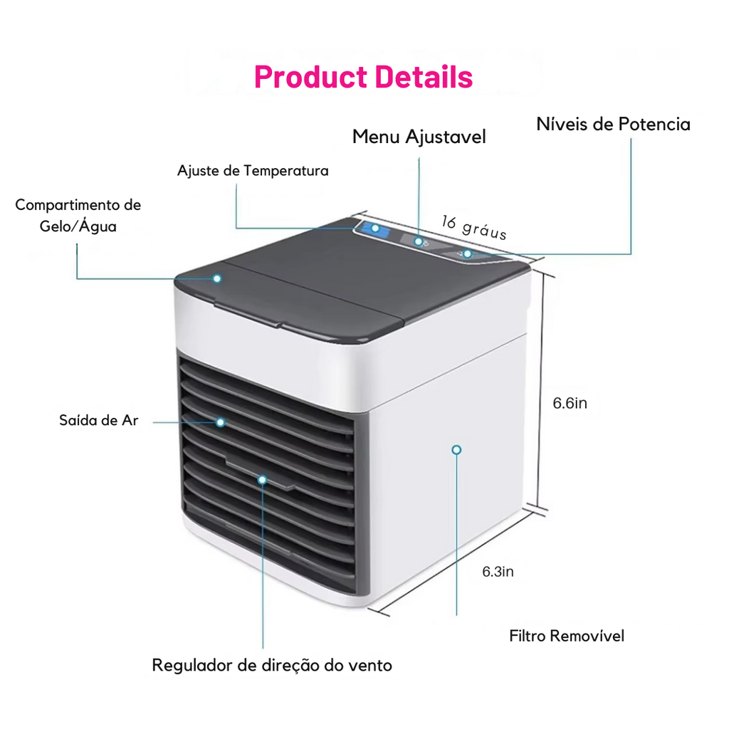 [ Leve 2 Pague 1 ] Ar-Condicionado Portátil FrostAir - Refrigeração Eficiente + Brinde Exclusivo.