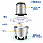 Triturador Elétrico ChefPro 2L Bivolt + Tábua de Madeira Grátis