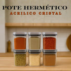 Kit Potes Herméticos Acrílico Cristal 200ml Empilháveis | Organizador de Alimentos com Vedação Premium