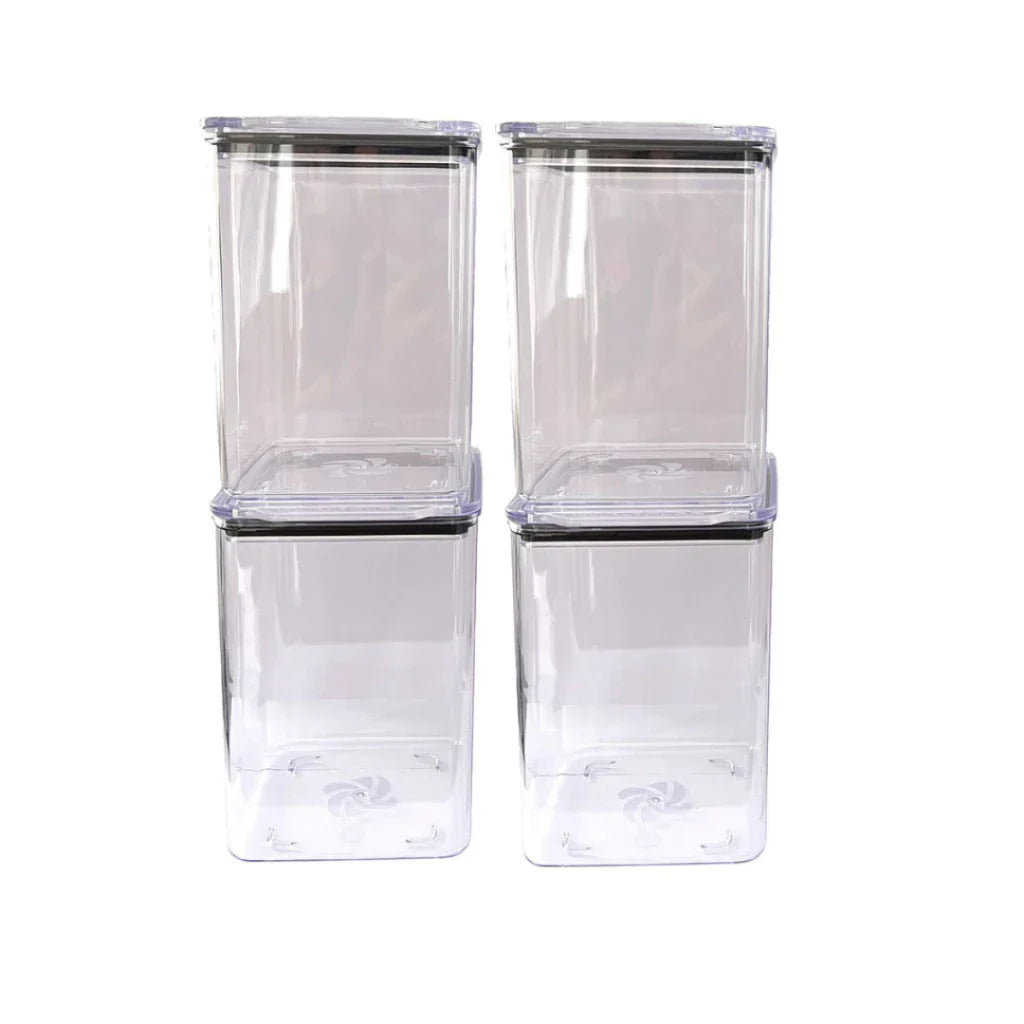 Kit Potes Herméticos Acrílico Cristal 200ml Empilháveis | Organizador de Alimentos com Vedação Premium