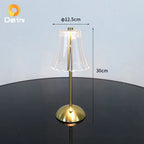 Luminária Retrô de Mesa LED Recarregável com Cúpula Transparente e Controle por Toque Dourada