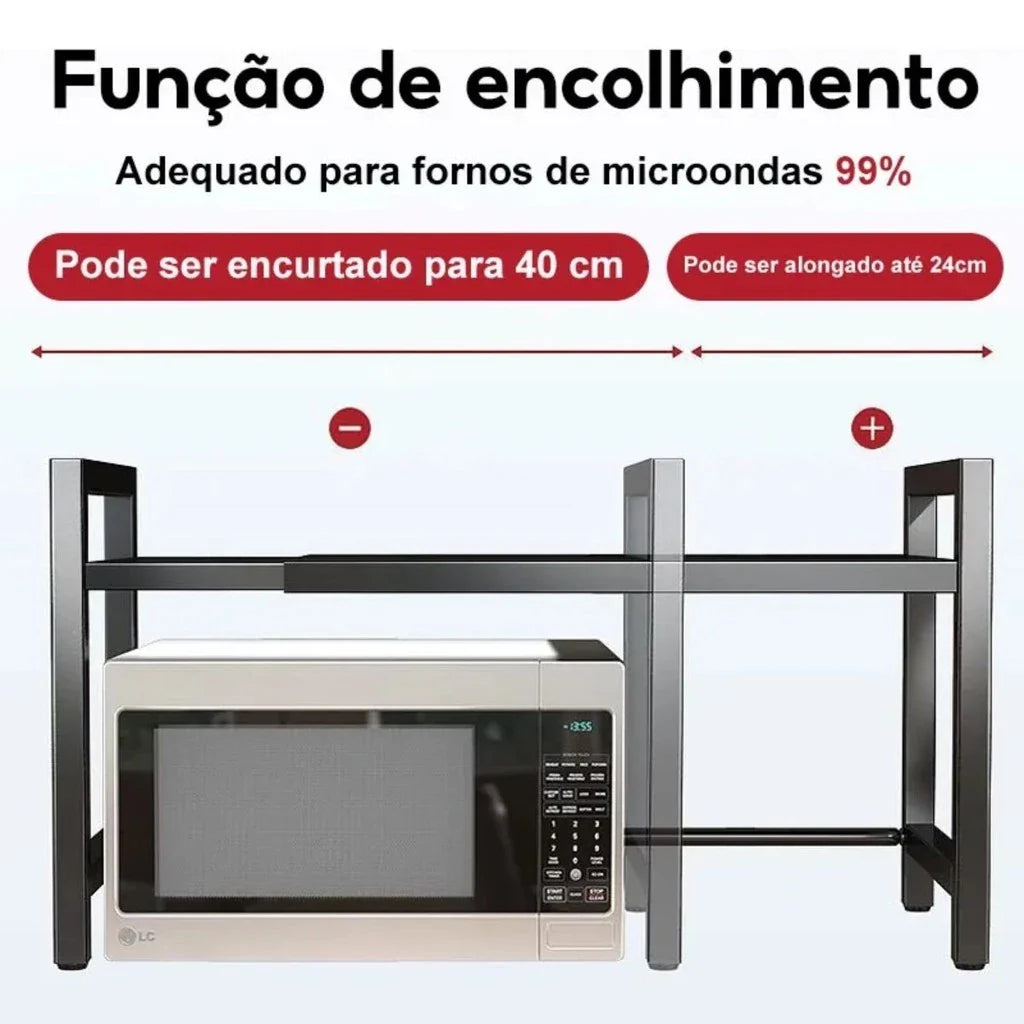 Organizador de Cozinha 2 em 1 com Prateleira para Micro-ondas e Condimentos